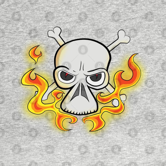 Skull and Fiery Flames by Dad n Son Designs